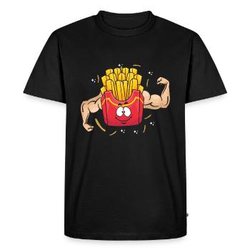 Bodybuilding Fries Fitness Gym Fries Fries - Men's Premium Organic T-Shirt - black - Front - Nico (187cm)
