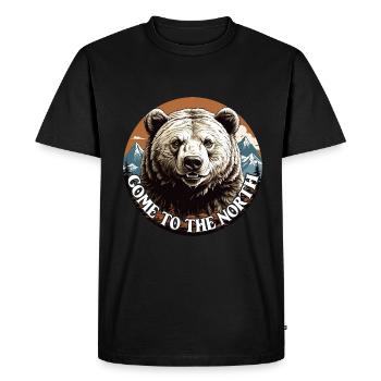 Portrait d’ours : Grizzli, ours brun, ours Kodiak - T-shirt Premium bio Homme - noir - Devant - Nico (187cm)