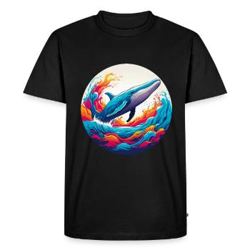 Protège la vie marine Rorqual bleu sur la roue chromatique - T-shirt Premium bio Homme - noir - Devant - Nico (187cm)