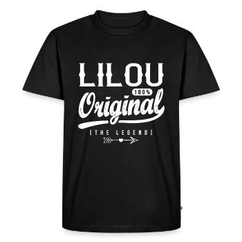 Lilou shirt personnalisé prénom lilou - T-shirt Premium bio Homme - noir - Devant - Nico (187cm)