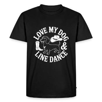 J’adore mon chien et la danse en ligne - T-shirt Premium bio Homme - noir - Devant - Nico (187cm)