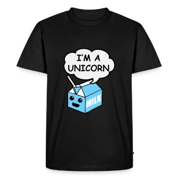 Milk Unicorn Unicorn Funny Cute Kid - Men's Premium Organic T-Shirt - black - Front - Nico (187cm)
