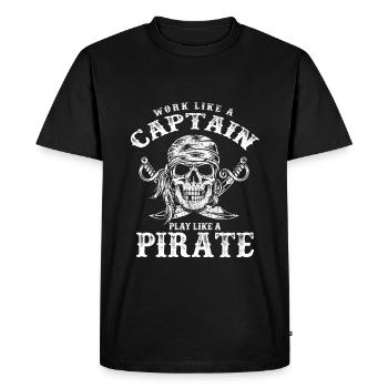 Pirate pirate crâne halloween et os croisés - T-shirt Premium bio Homme - noir - Devant - Nico (187cm)
