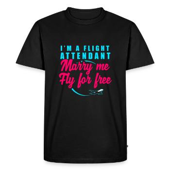 Stewardess Flight Attendant Flying Pilot Aircraft - Men's Premium Organic T-Shirt - black - Front - Nico (187cm)