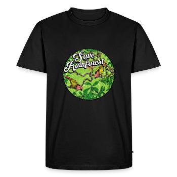 Forêt tropicale tropicale protection de l'environnement oiseaux jungle - T-shirt Premium bio Homme - noir - Devant - Nico (187cm)