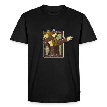 Mona Lisa Dabbing Art Peinture Humour Cadeau - T-shirt Premium bio Homme - noir - Devant - Nico (187cm)
