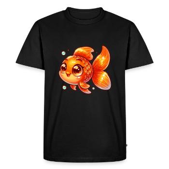 Illustration mignonne de poisson rouge - T-shirt Premium bio Homme - noir - Devant - Nico (187cm)