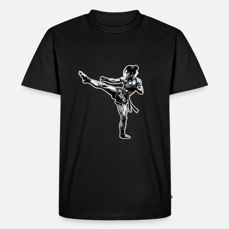 Muay Thai Mädchen - Männer Premium Bio T-Shirt - Schwarz