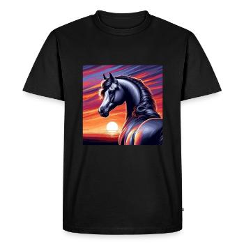 Dessin de cheval arabe - T-shirt Premium bio Homme - noir - Devant - Nico (187cm)