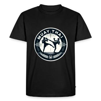 Muay Thai Illustration - Männer Premium Bio T-Shirt - Schwarz - Vorne - Nico (187cm)