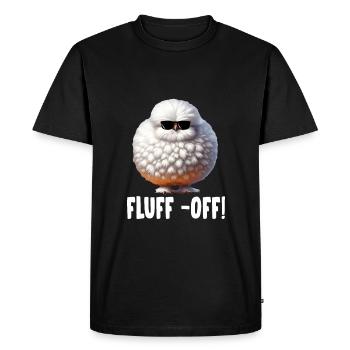 Funny Silkie Chicken Quote - Fluff Off! - Men's Premium Organic T-Shirt - black - Front - Nico (187cm)