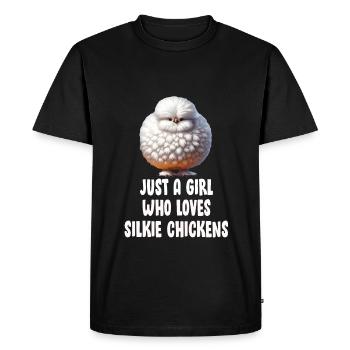Silkie Chicken Fluffy Chickens Girl - Men's Premium Organic T-Shirt - black - Front - Nico (187cm)