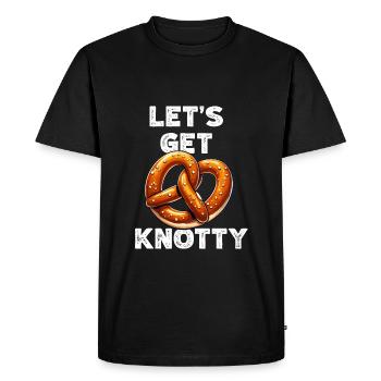 Pretzel Quote Pretzel Gifts - Let's get knotty - Men's Premium Organic T-Shirt - black - Front - Nico (187cm)
