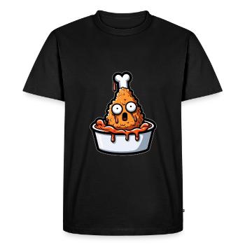 Poulet frit Ailes de poulet Poulet Cadeau - T-shirt Premium bio Homme - noir - Devant - Nico (187cm)