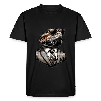 Lézard dragon barbu - T-shirt Premium bio Homme - noir - Devant - Nico (187cm)