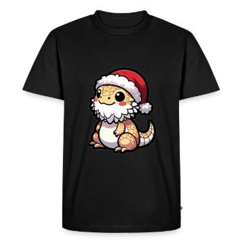 Cute Bearded Dragon Christmas - Men's Premium Organic T-Shirt - black - Front - Nico (187cm)