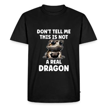 dragon barbu disant lézard gecko - T-shirt Premium bio Homme - noir - Devant - Nico (187cm)