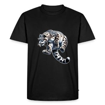 Léopard des neiges Léopard blanc Léopard - T-shirt Premium bio Homme - noir - Devant - Nico (187cm)