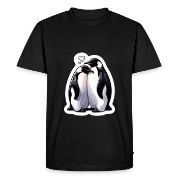 Cute Penguins Penguin Couple Love - Men's Premium Organic T-Shirt - black - Front - Nico (187cm)