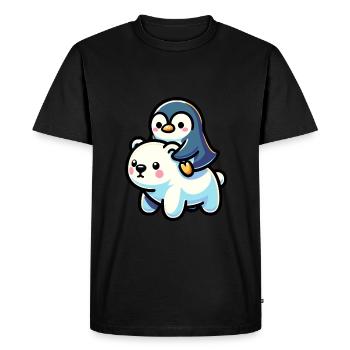 Cute Penguin and Polar Bear Gift - Men's Premium Organic T-Shirt - black - Front - Nico (187cm)