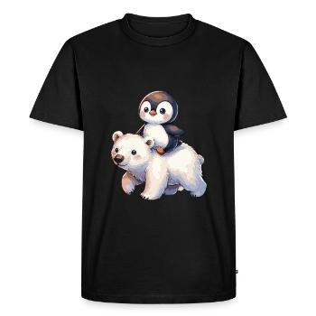 Cute Penguin and Polar Bear Gift - Men's Premium Organic T-Shirt - black - Front - Nico (187cm)