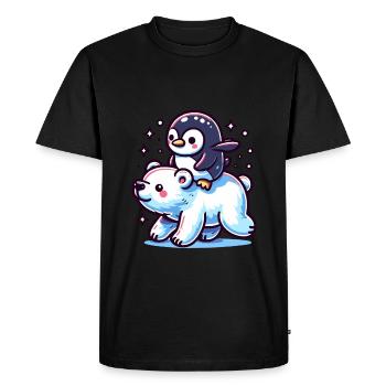 Penguin and Polar Bear Gift - Men's Premium Organic T-Shirt - black - Front - Nico (187cm)