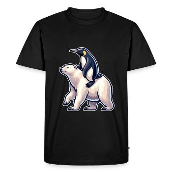 Funny Penguin and Polar Bear Gift - Men's Premium Organic T-Shirt - black - Front - Nico (187cm)