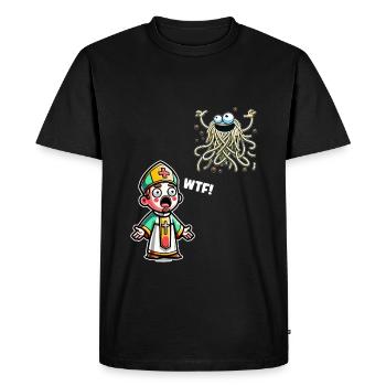 Drôle athée Noël volant Spaghetti Monster - T-shirt Premium bio Homme - noir - Devant - Nico (187cm)