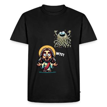 Drôle d’athée Jésus Noël - T-shirt Premium bio Homme - noir - Devant - Nico (187cm)