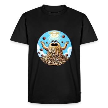 Drôle d’athée volant Spaghetti Monster - T-shirt Premium bio Homme - noir - Devant - Nico (187cm)