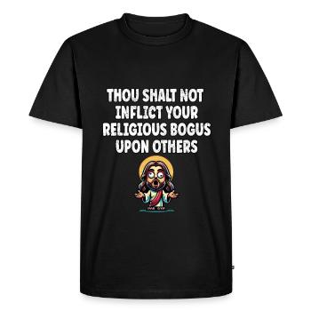 Drôle Athée Science Anti Religion Noël - T-shirt Premium bio Homme - noir - Devant - Nico (187cm)