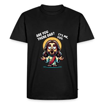 Drôle Chrétien Athée Science Anti Religion - T-shirt Premium bio Homme - noir - Devant - Nico (187cm)
