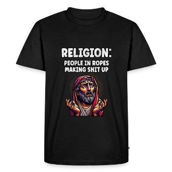 Drôle Anti Religion Athée Agnostique - T-shirt Premium bio Homme - noir - Devant - Nico (187cm)