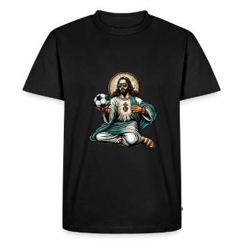 Jesus Soccer Gift Funny God Jesus Quote - Men's Premium Organic T-Shirt - black - Front - Nico (187cm)