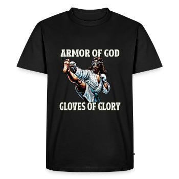 Funny Muay Thai Lord Jesus Thai Boxing Christian - Men's Premium Organic T-Shirt - black - Front - Nico (187cm)