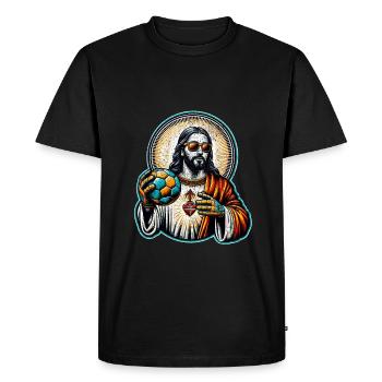 Drôle de handball Jésus Christian cadeau - T-shirt Premium bio Homme - noir - Devant - Nico (187cm)
