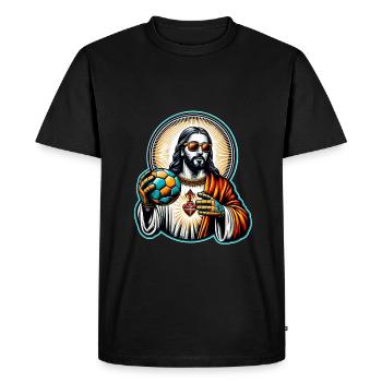 Drôle de handball Jésus Christian cadeau - T-shirt Premium bio Homme - noir - Devant - Nico (187cm)