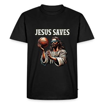 Drôle Jump Shot Jésus Christian Basketball cadeau - T-shirt Premium bio Homme - noir - Devant - Nico (187cm)