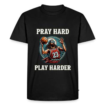 Drôle de basket-ball disant Jésus Christian cadeau - T-shirt Premium bio Homme - noir - Devant - Nico (187cm)