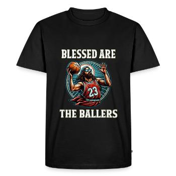 Drôle de basket-ball disant Jésus Basket-ball cadeau - T-shirt Premium bio Homme - noir - Devant - Nico (187cm)