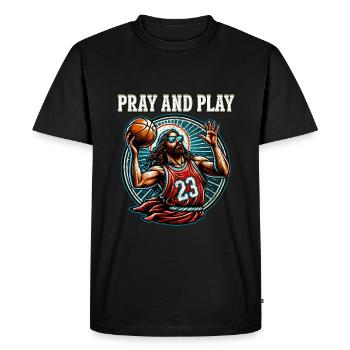 Drôle de basket-ball graphique Jésus Christian cadeau - T-shirt Premium bio Homme - noir - Devant - Nico (187cm)