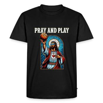 Drôle de conception de basket-ball Jésus Christian cadeau - T-shirt Premium bio Homme - noir - Devant - Nico (187cm)