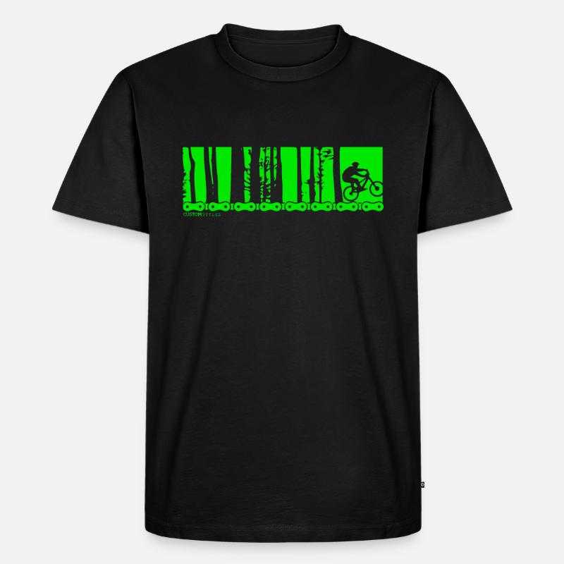 MTB Mountainbiker Wald - Männer Premium Bio T-Shirt - Schwarz