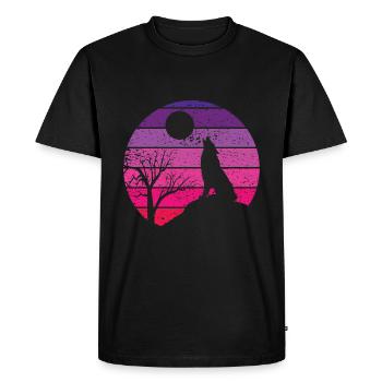 Howling Wolf Moon Logo Vintage - T-shirt Premium bio Homme - noir - Devant - Nico (187cm)