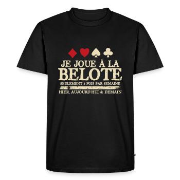 Belote cadeau drôle retraité retraite carte - T-shirt Premium bio Homme - noir - Devant - Nico (187cm)