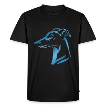Greyhound Whippet, Dog Head, Blue Drawing - Men's Premium Organic T-Shirt - black - Front - Nico (187cm)