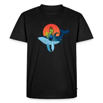 Whale and Mermaid Design - Men's Premium Organic T-Shirt - black - Front - Nico (187cm)