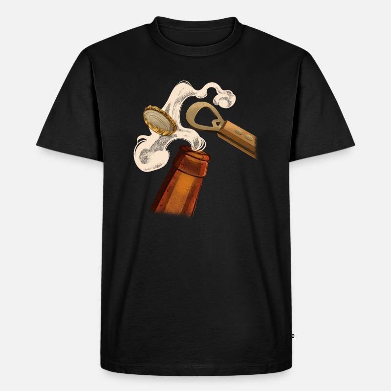 Bier Öffnen - Männer Premium Bio T-Shirt - Schwarz