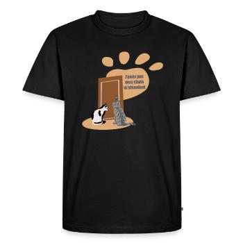 J’peux pas, mes chats m’attendent - T-shirt Premium bio Homme - noir - Devant - Nico (187cm)
