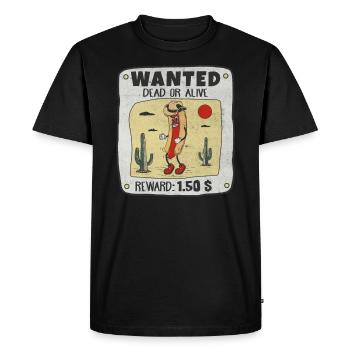 Wanted Dead or Alive Cowboy drôle à hot-dog - T-shirt Premium bio Homme - noir - Devant - Nico (187cm)